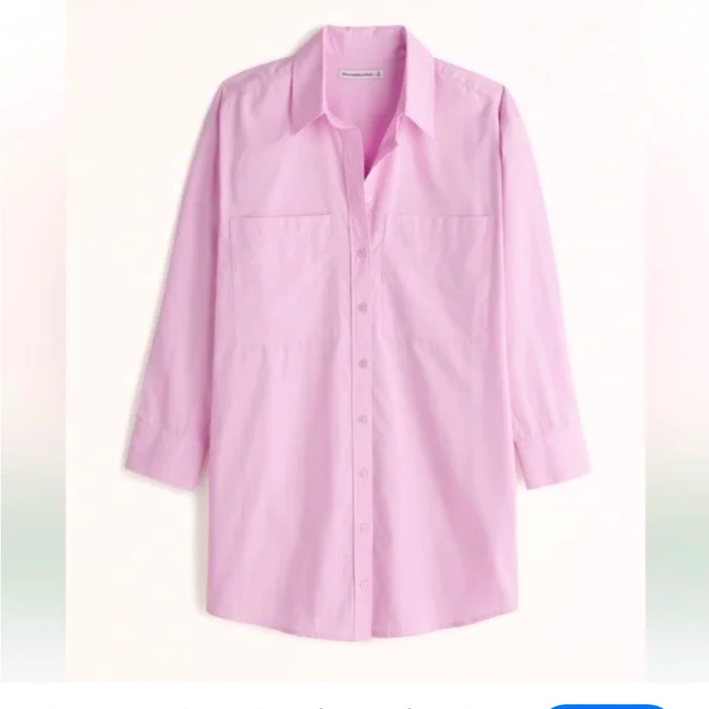 Abercrombie relaxed poplin dress pink size xs preppy oversized Valentine’s Day